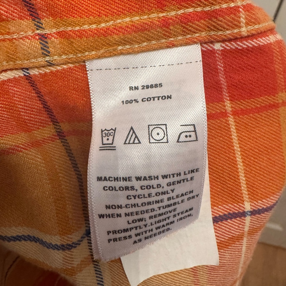 Pendleton Orange Checkered Plaid Flannel Button U… - image 6
